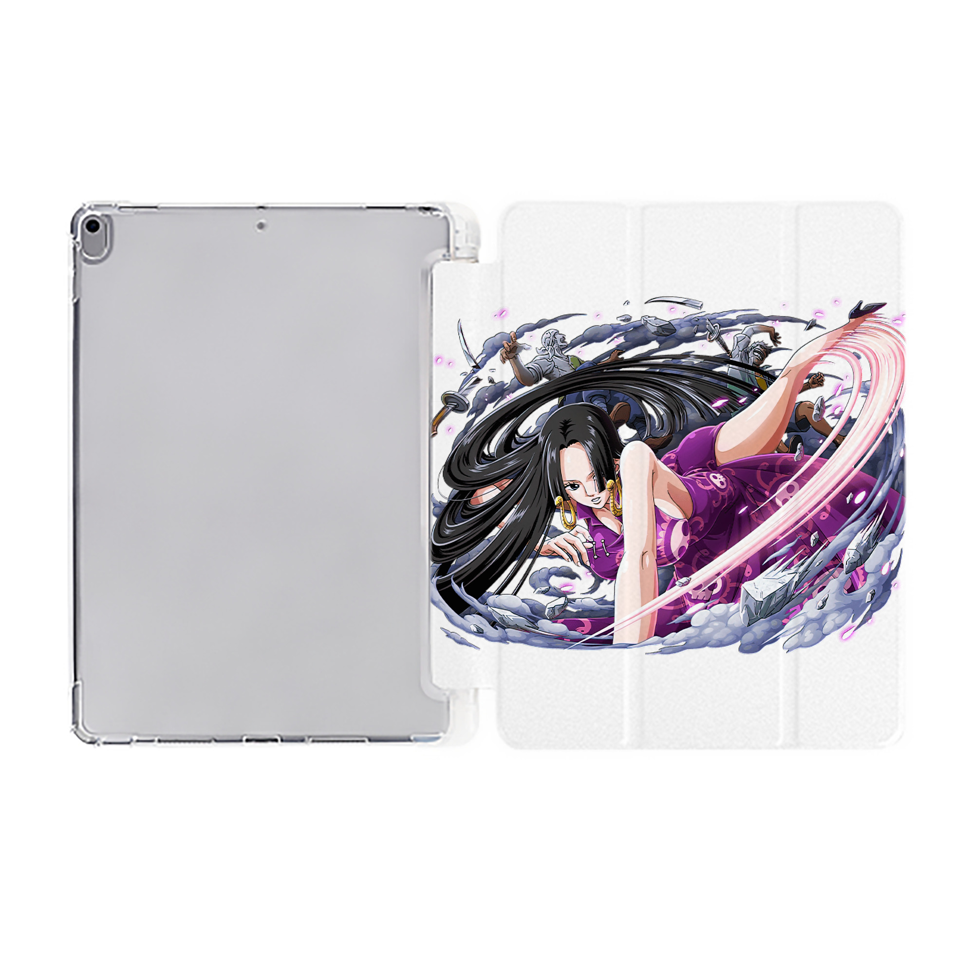 （画像用） ワンピース ボア・ハンコック ONE PIECE Boa·Hancock IPad ケース ペン収納付き 三つ折りスタンド PUレザー×シリコン 対応機種9.5/10.5/10.9インチ